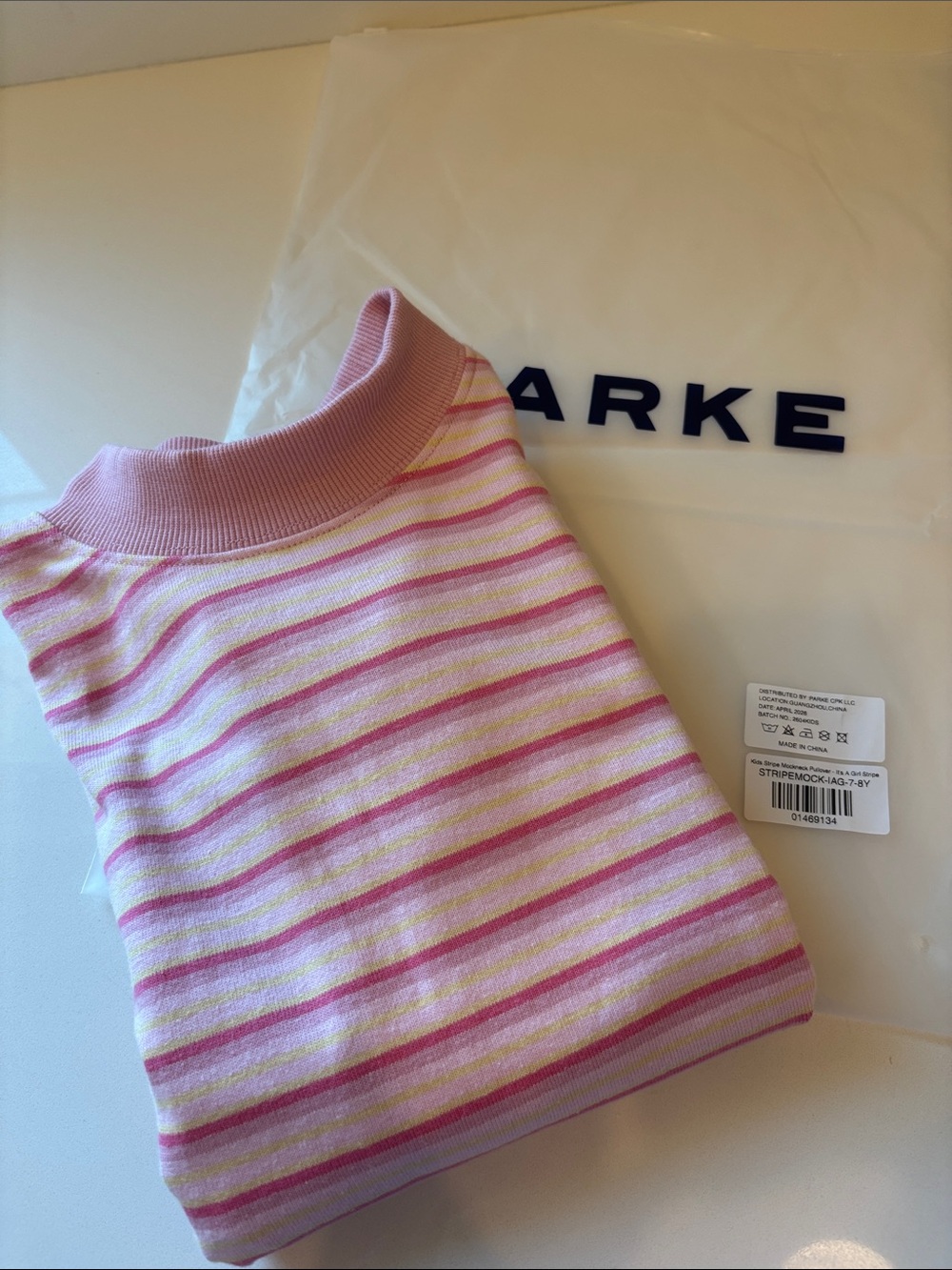 Parke It’s A Girl Stripe Mockneck Kids Pullover - Picture 5 of 5